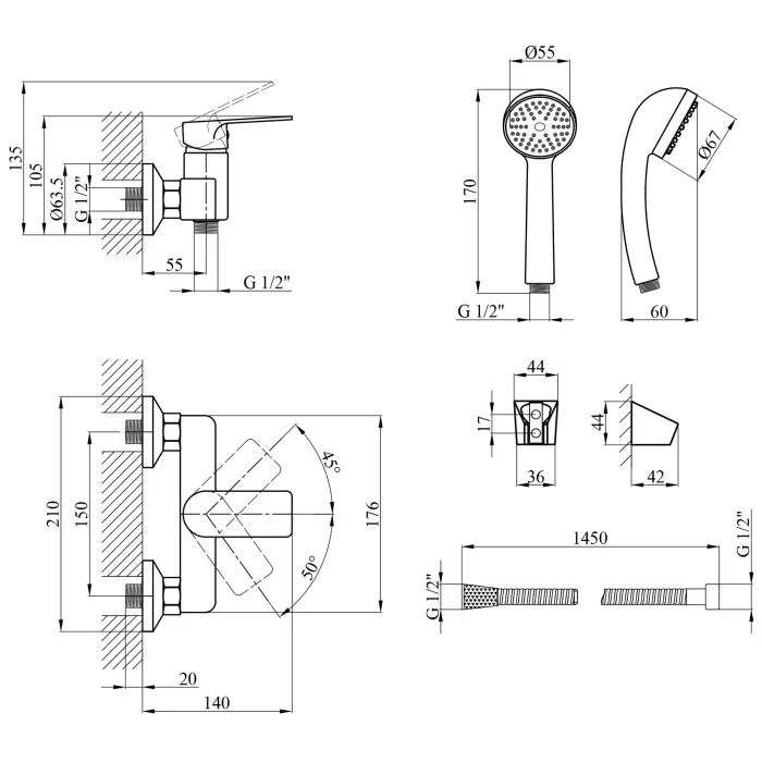 Душовий гарнітур Agua Merida-C050 (CV035428) зображення 6