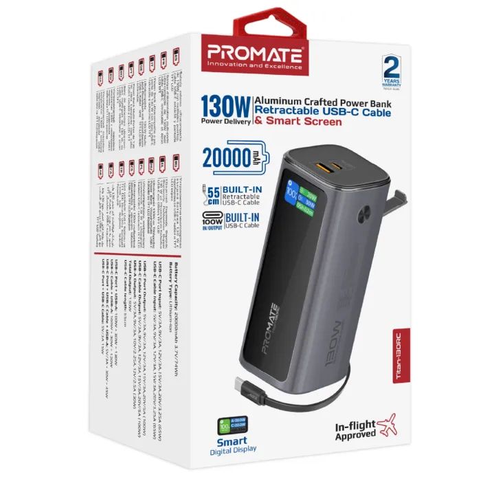 Батарея універсальна Promate 20000mAh PD/130W (titan-130rc) зображення 2