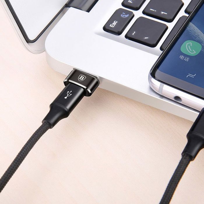 Переходник USB 2.0 AF to USB-C black Baseus (CAAOTG-01) изображение 5