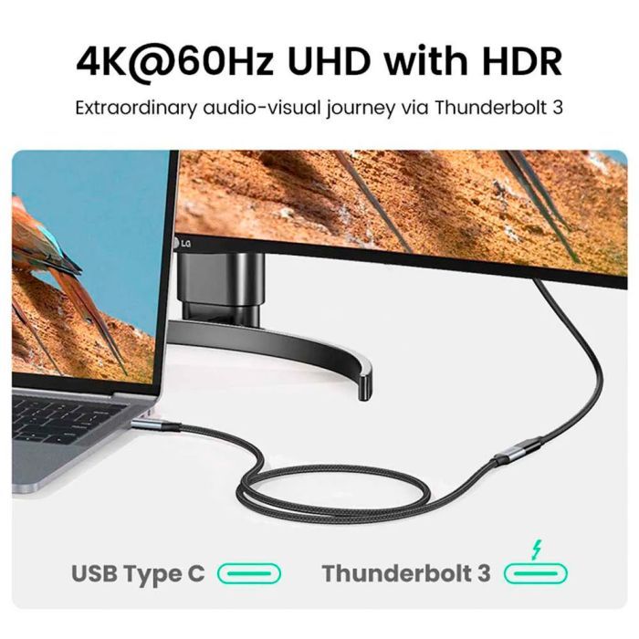 Дата кабель USB-C M/F 0.5m 5A USB 3.1 Gen2 10Gbps black Ugreen (80810) изображение 6