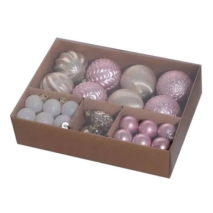 Елочная игрушка Chomik пластикові кульки матові 16 шт, 3 см, салатовий, рожевий, блакитний (5900779832923)