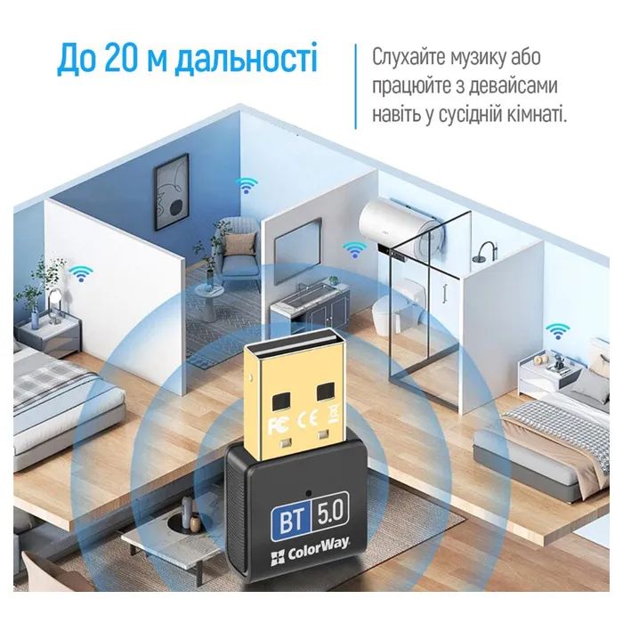 Bluetooth-адаптер ColorWay Bluetooth BT 5.0 (CW-AD-BT50) зображення 11