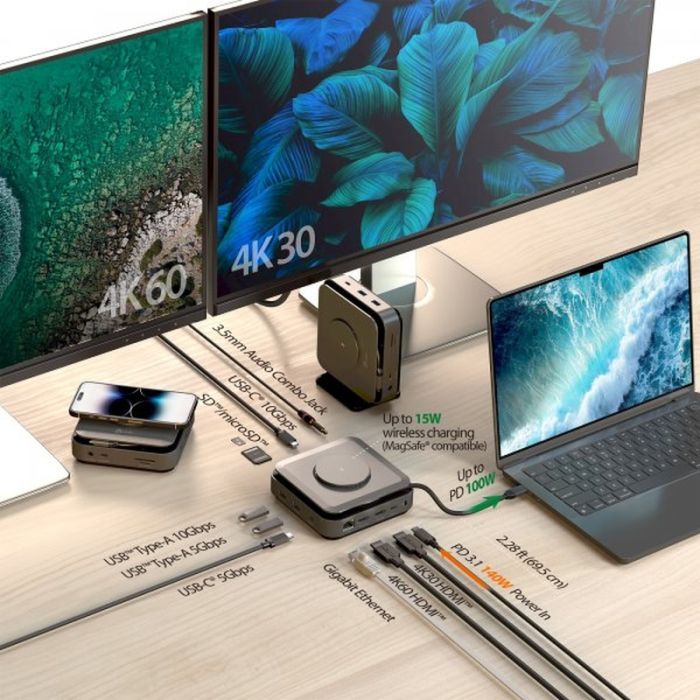 Порт-реплікатор J5create Dock-Station USB-C 10-in-1 (HDMI/PD/USB-A/USB-C/LAN) (JCD3199-N) зображення 6