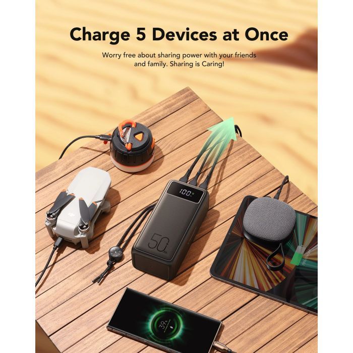 Батарея универсальная VEGER 56000mAh W5001C Tank 100W, PD, QC, Black (6970453555454) изображение 5