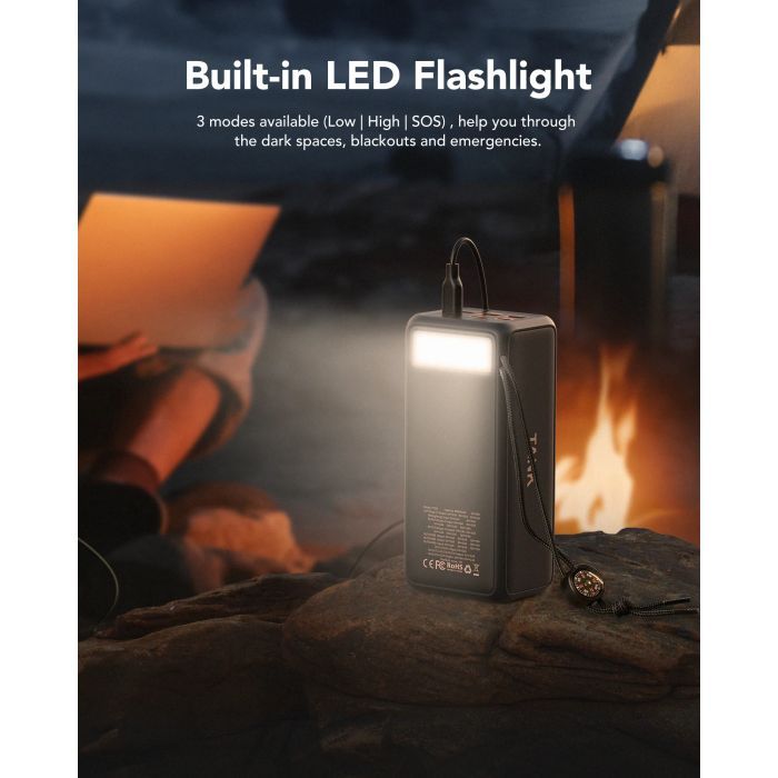 Батарея универсальная VEGER 56000mAh W5001C Tank 100W, PD, QC, Black (6970453555454) изображение 6