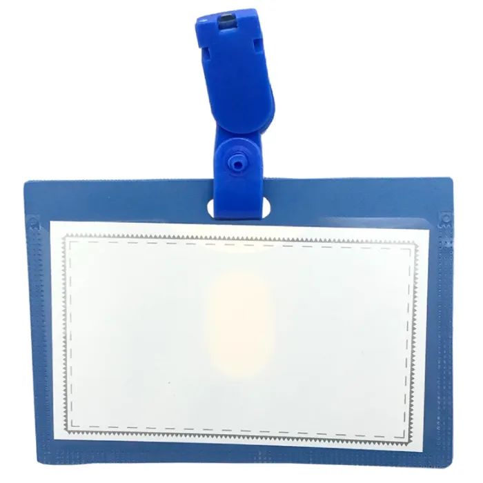 Бейдж H-Tone горизонтальный с пластиковым клипсом, синий, (JJ41308-50)