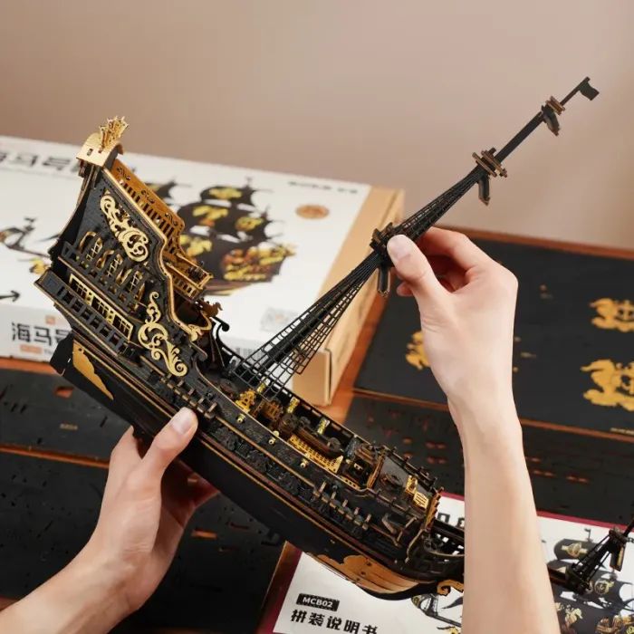 Конструктор Robotime Rokr деревянный 3D Барк Морской конек (MCB02) изображение 3