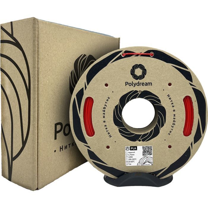 Пластик для 3D-принтера Polydream PLA 1,75mm 1,2кг Red (PLA3028/12) изображение 2