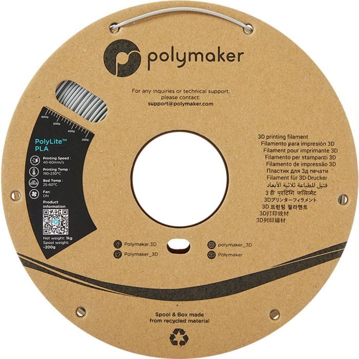 Пластик для 3D-принтера Polymaker PLA POLYLITE 1,75mm 1kg GREY (PA02003) зображення 2