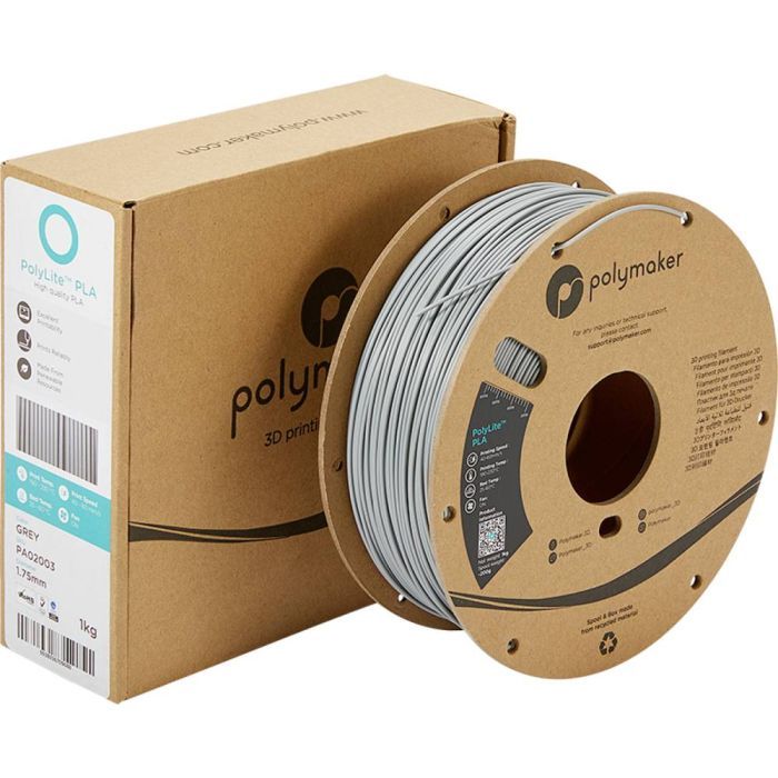 Пластик для 3D-принтера Polymaker PLA POLYLITE 1,75mm 1kg GREY (PA02003) зображення 4