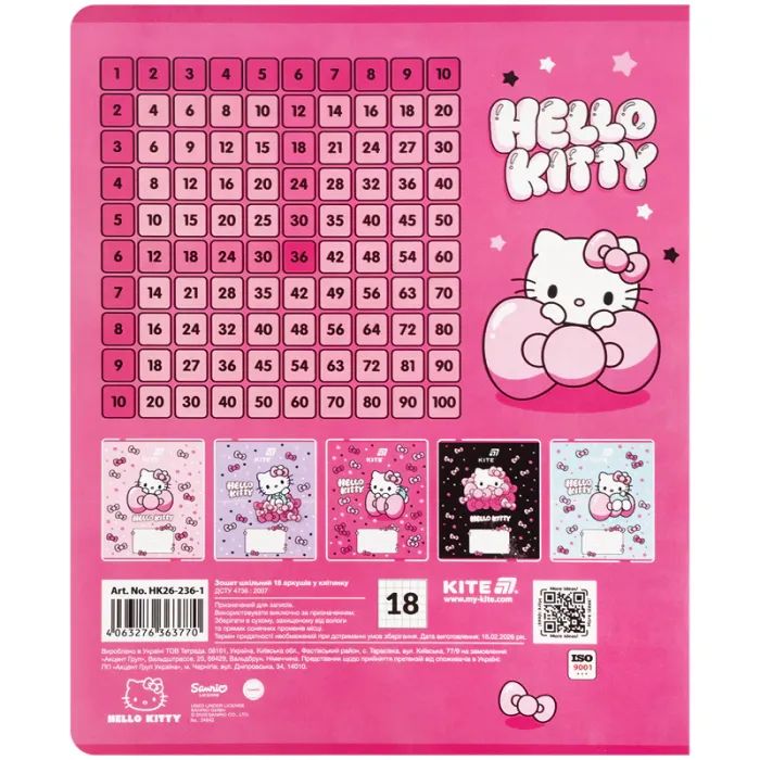 Зошит Kite Hello Kitty, 18 аркушів, клітинка (HK26-236-1) зображення 6