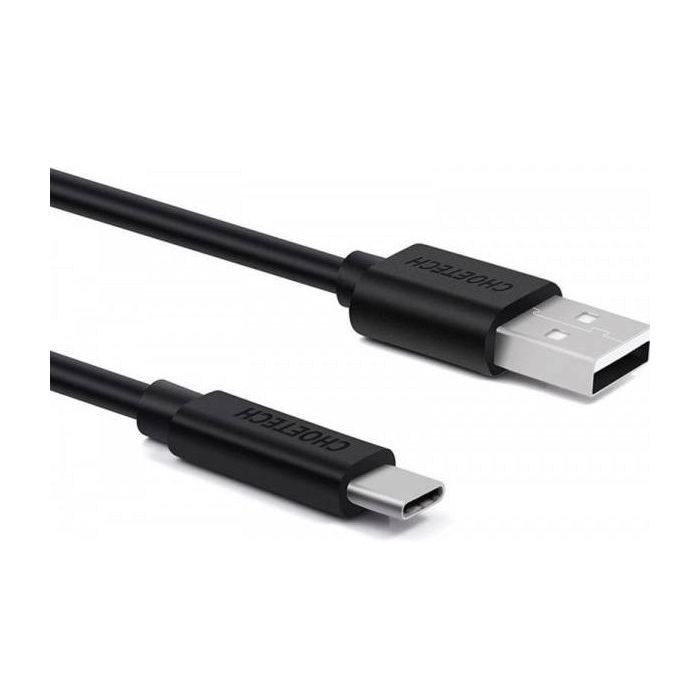 Дата кабель USB 2.0 AM to USB-C 3.0m 18W PVC black Choetech (AC0004-BK) изображение 3