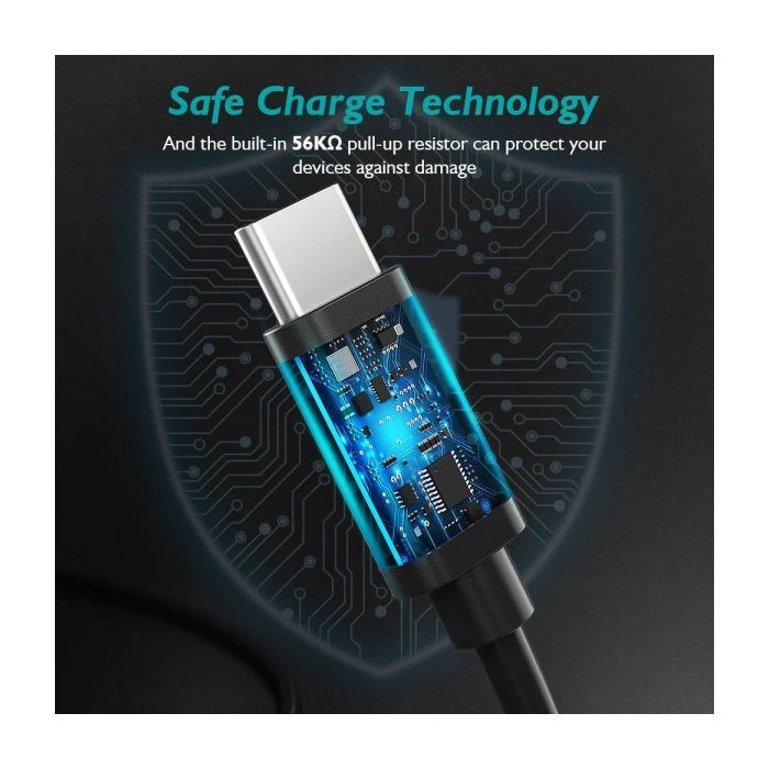 Дата кабель USB 2.0 AM to USB-C 3.0m 18W PVC black Choetech (AC0004-BK) изображение 4