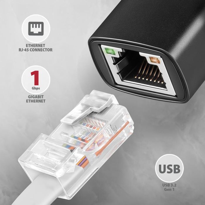 Перехідник USB-C to RJ45 Ethernet 1000Mbps black AXAGON (ADE-ARC) зображення 2