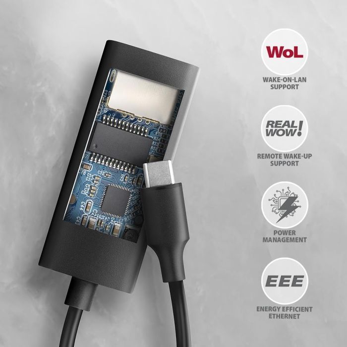 Перехідник USB-C to RJ45 Ethernet 1000Mbps black AXAGON (ADE-ARC) зображення 4