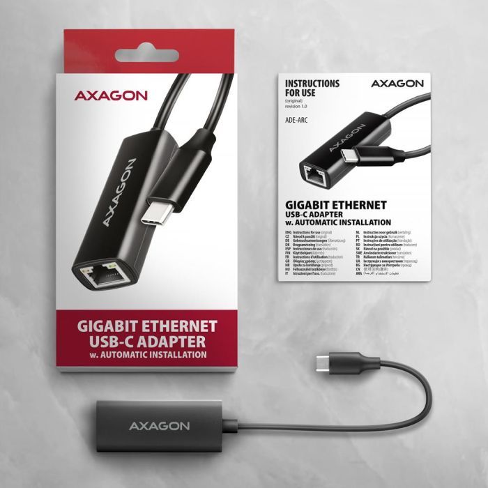 Перехідник USB-C to RJ45 Ethernet 1000Mbps black AXAGON (ADE-ARC) зображення 5