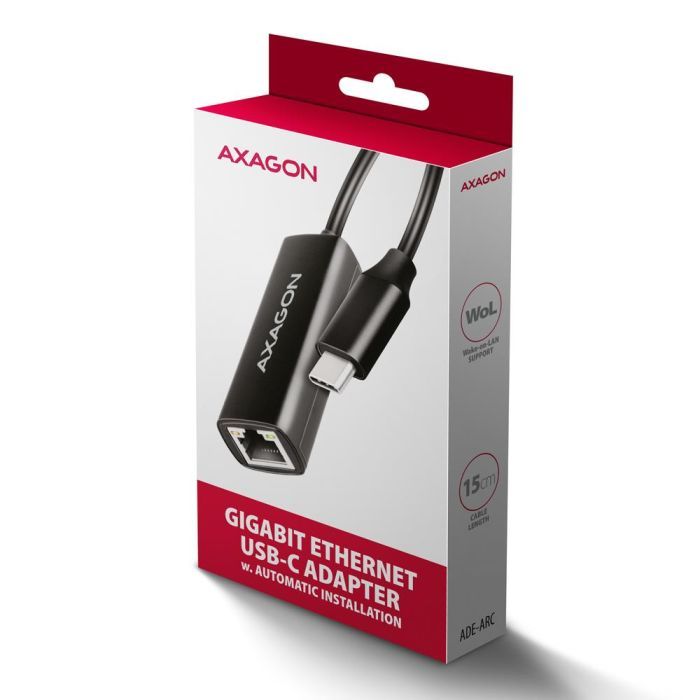 Перехідник USB-C to RJ45 Ethernet 1000Mbps black AXAGON (ADE-ARC) зображення 6
