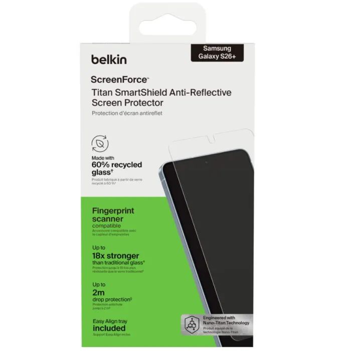 Стекло защитное Belkin Titan SmartShield Samsung Galaxy S26+ (OVB073HQ) изображение 4