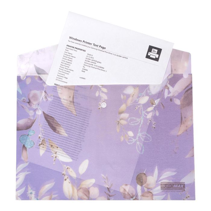 Папка - конверт Buromax А4 на кнопці, LILAC ARABESKI, напівпрозора, сливова (BM.3943-48) зображення 2