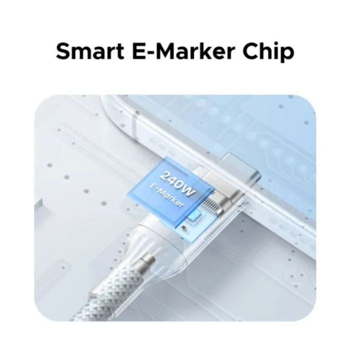 Дата кабель USB-C to USB-C 1.0m PD3.1 240W 480Mbps braided Starlight blue Ugreen (75731) зображення 3