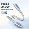 Дата кабель USB-C to USB-C 1.0m PD3.1 240W 480Mbps braided Starlight blue Ugreen (75731) зображення 4