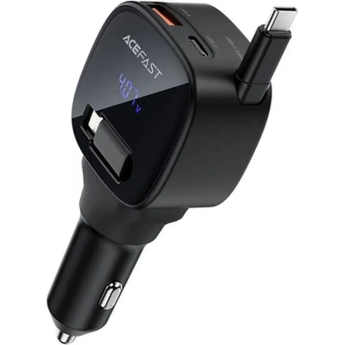 Зарядное устройство Acefast 1xUSB-C PD95W + telescopic cable USB-C black (6974316285946)