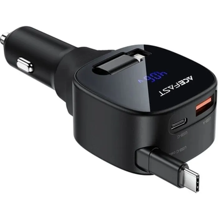 Зарядное устройство Acefast 1xUSB-C PD95W + telescopic cable USB-C black (6974316285946) изображение 2