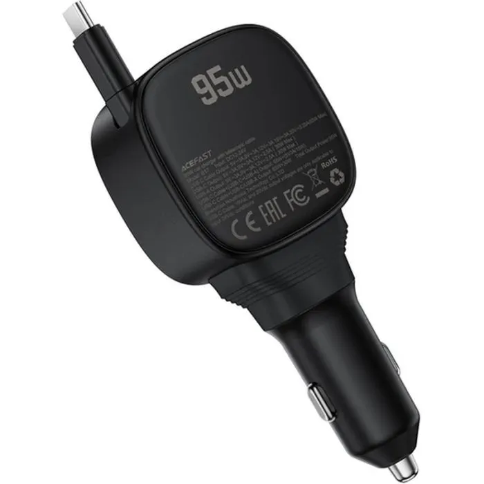 Зарядное устройство Acefast 1xUSB-C PD95W + telescopic cable USB-C black (6974316285946) изображение 3