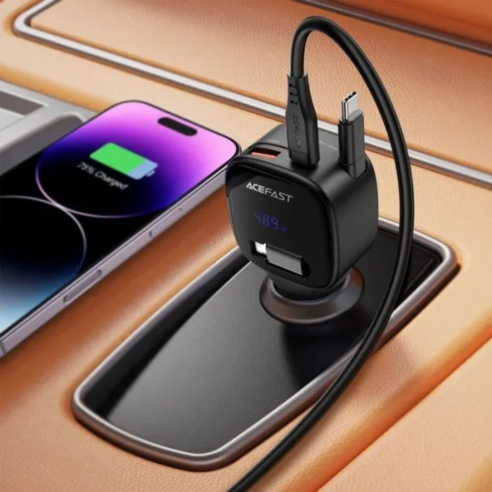 Зарядное устройство Acefast 1xUSB-C PD95W + telescopic cable USB-C black (6974316285946) изображение 6