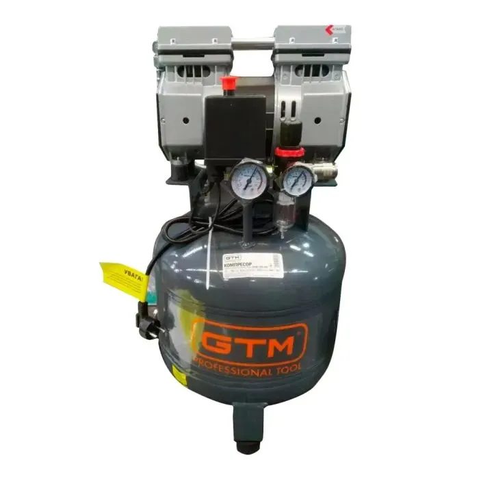 Компрессор GTM ресивер 30л, 105л/мин, 0.75kW, 8бар, 220V, 2 цилиндра, безмасляный (KAWL750-30L)