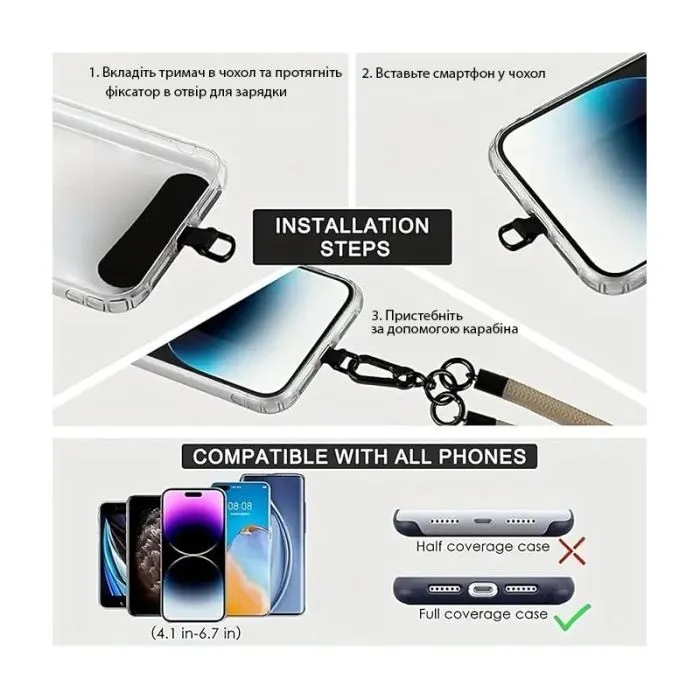 Чехол для мобильного телефона Dengos Case + Cross-body Strap Samsung Galaxy A37 Black+Grey (DG-KM-CCRB-01) изображение 5
