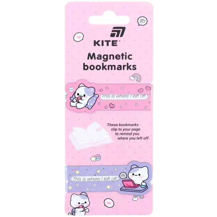 Закладки для книг Kite набір магнітних закладок-індикаторів Kawaii (K26-496-1)