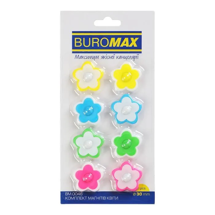 Магнит Buromax набор FLOWERS, 8 шт 30 мм (BM.0046)