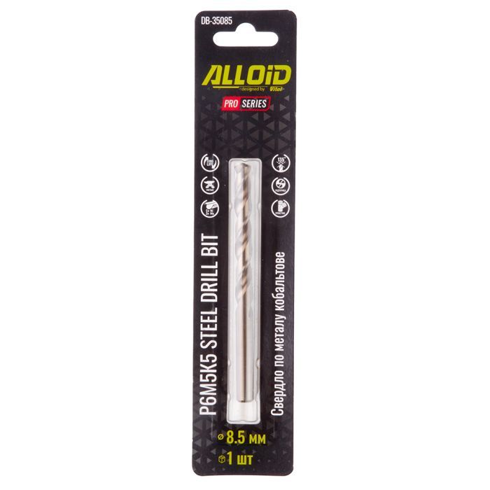 Сверло Alloid Pro, по металлу, кобальтовое, 8.0мм, Р6М5К5 (DB-35080) изображение 2