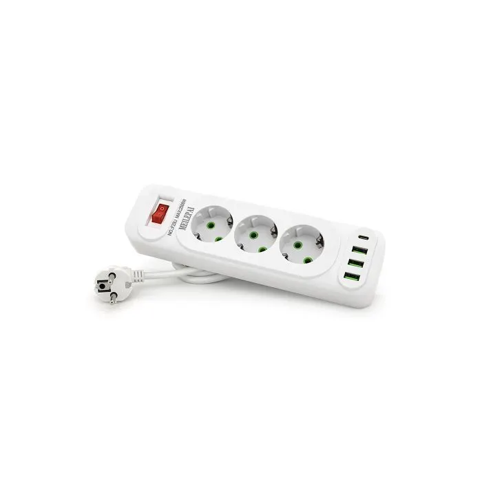 Сетевой фильтр питания Meilepai F23U, 3 роз EU, 3USB White (F23U-White)