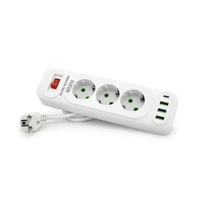 Сетевой фильтр питания Meilepai F23U, 3 роз EU, 3USB White (F23U-White)