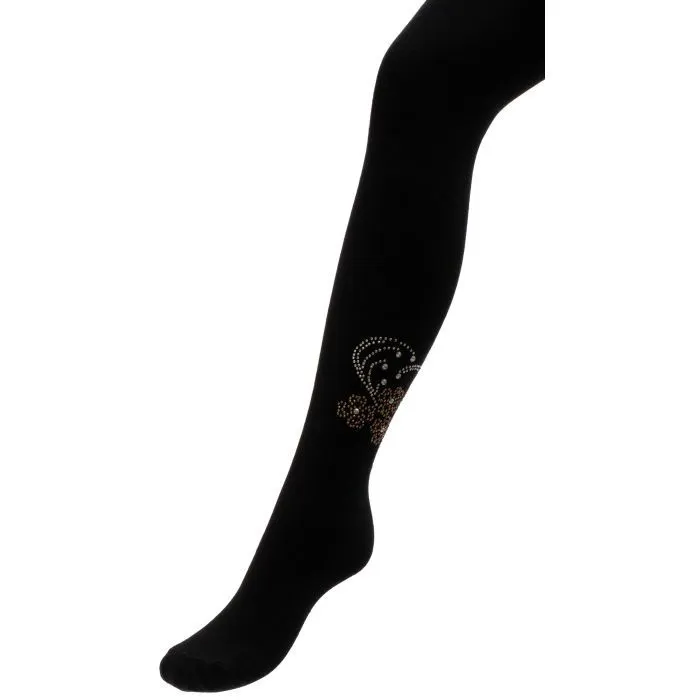 Колготки детские BNM с цветами из страз (M0C0302-1183-11G-black)