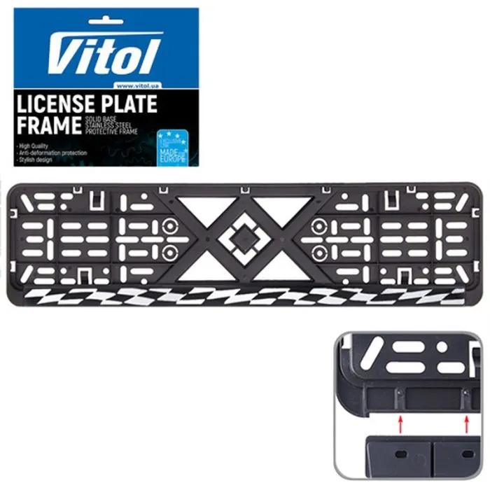 Рамка номерного знака Vitol з рельєфним написом SPORT (RN-VCH-15650-SR-SPT)