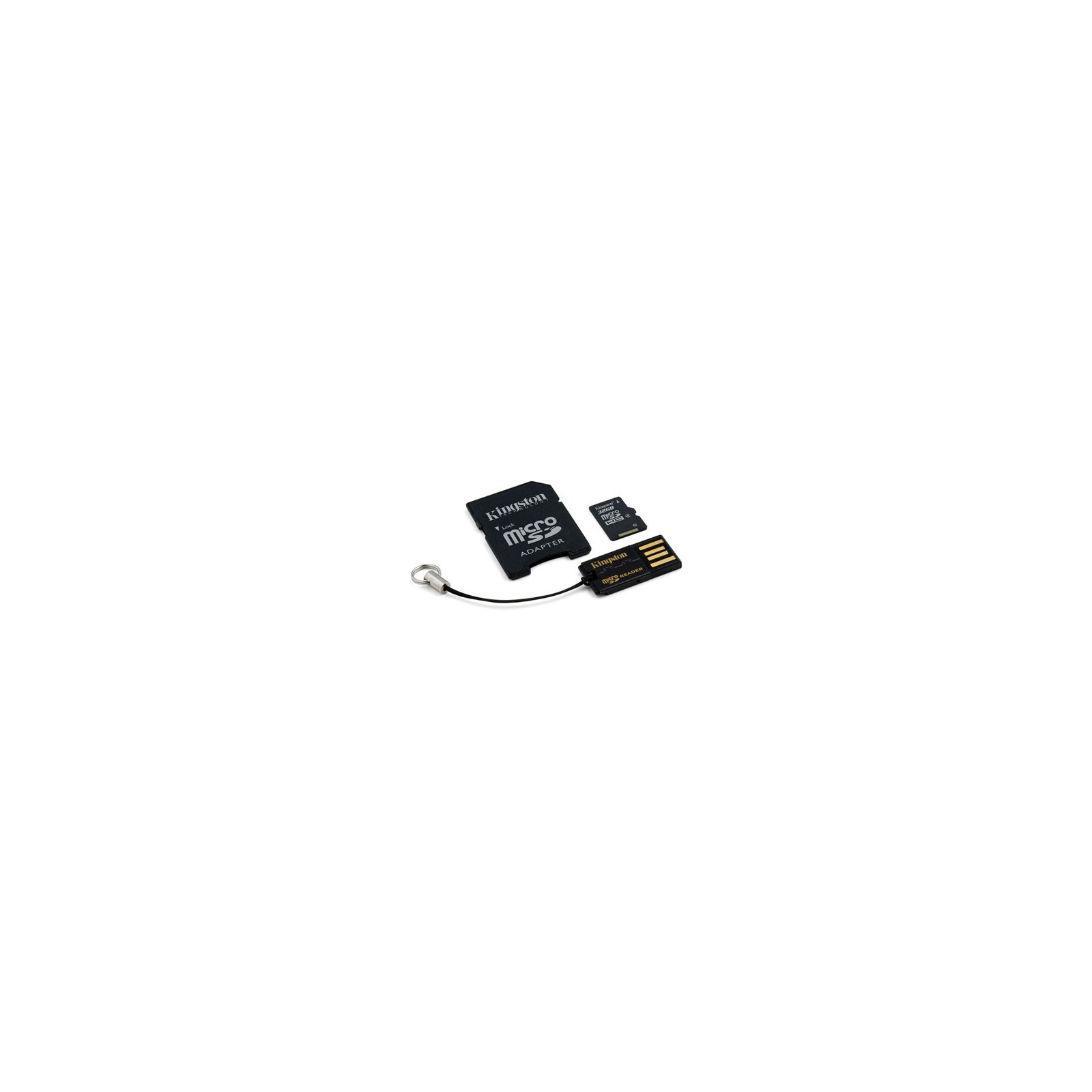 Карта памяти Kingston 32Gb microSDHC class 4 + SD-adapter + USB-reader (MBLY4G2/32GB)