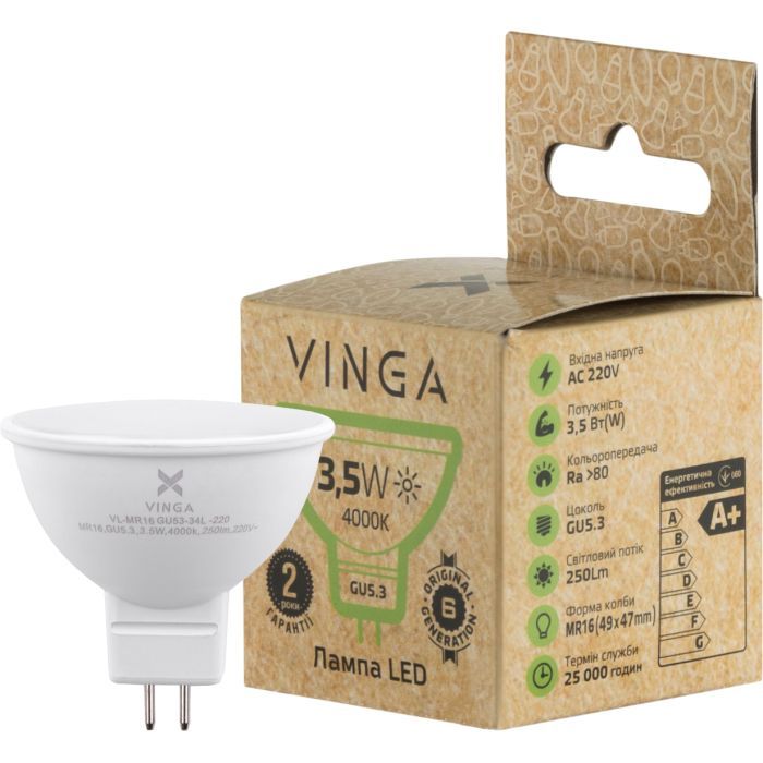 Лампочка Vinga VL-MR16GU53-34L-220