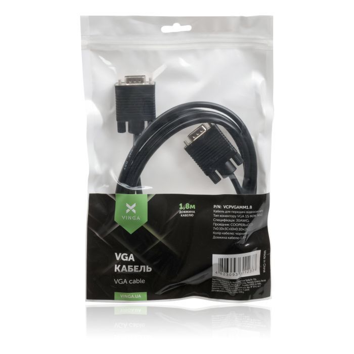 Кабель мультимедийный VGA 1.8m Vinga (VCPVGAMM1.8) изображение 4