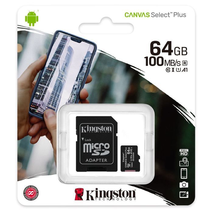 Карта памяти Kingston 64GB micSDXC class 10 A1 Canvas Select Plus (SDCS2/64GB) изображение 3