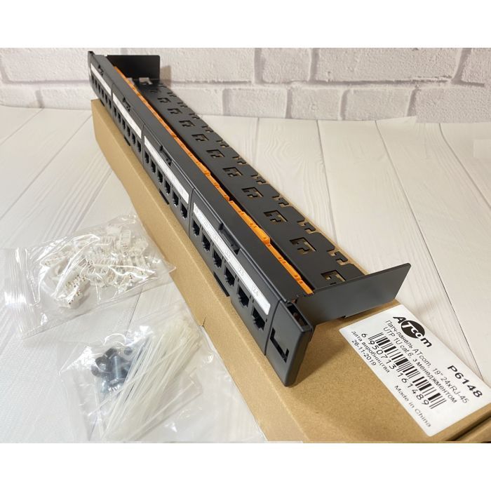 Патч-панель 19" 24хRJ-45 UTP 1U cat.6, в сборе з Keystone, Organizer Atcom (P6148) изображение 4