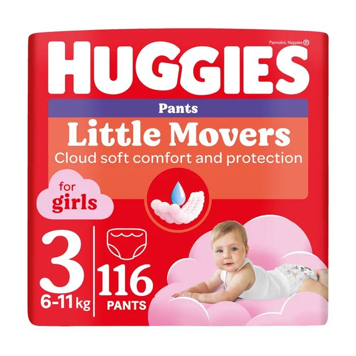 Подгузники Huggies Little Movers/Pants 3 Mega 6-11 кг для девочек 58 шт (5029053547480)