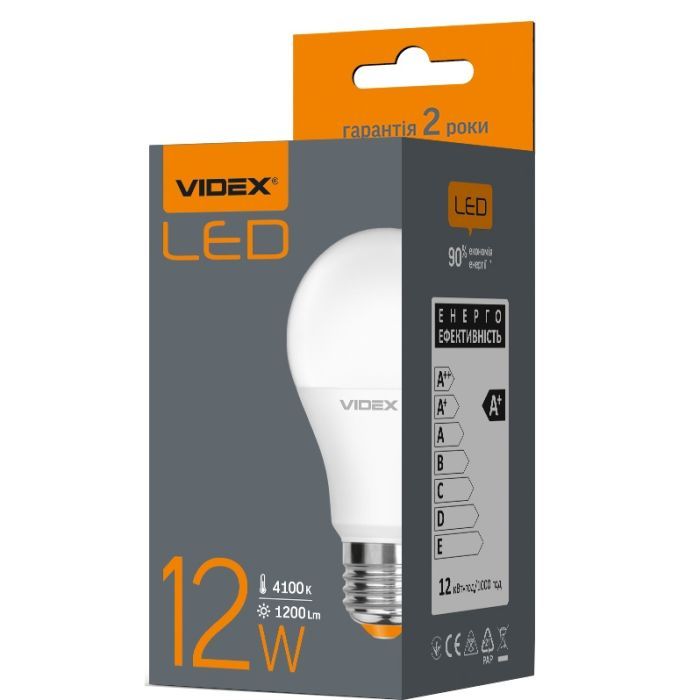 Лампочка Videx A60e 12W E27 4100K 220V изображение 2