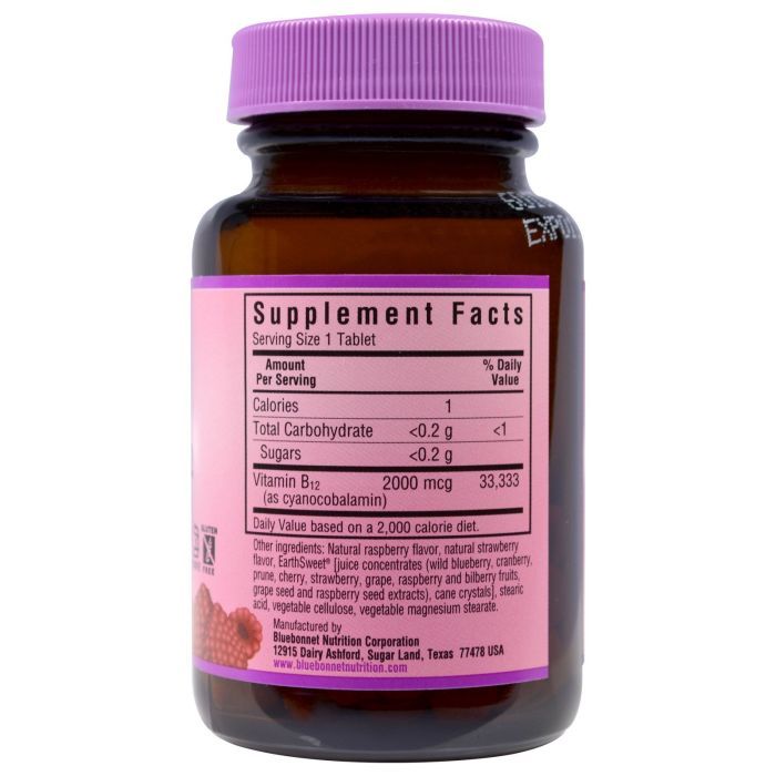Витамин Bluebonnet Nutrition Витамин В12 2000мкг, Вкус Малины, Earth Sweet Chewables, 90 (BLB-00436) изображение 2