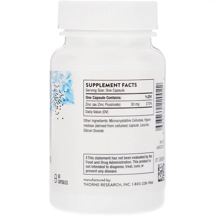 Минералы Thorne Research Цинк Пиколинат, Zinc Picolinate, 30 мг, 60 капсул (THR-22002) изображение 2