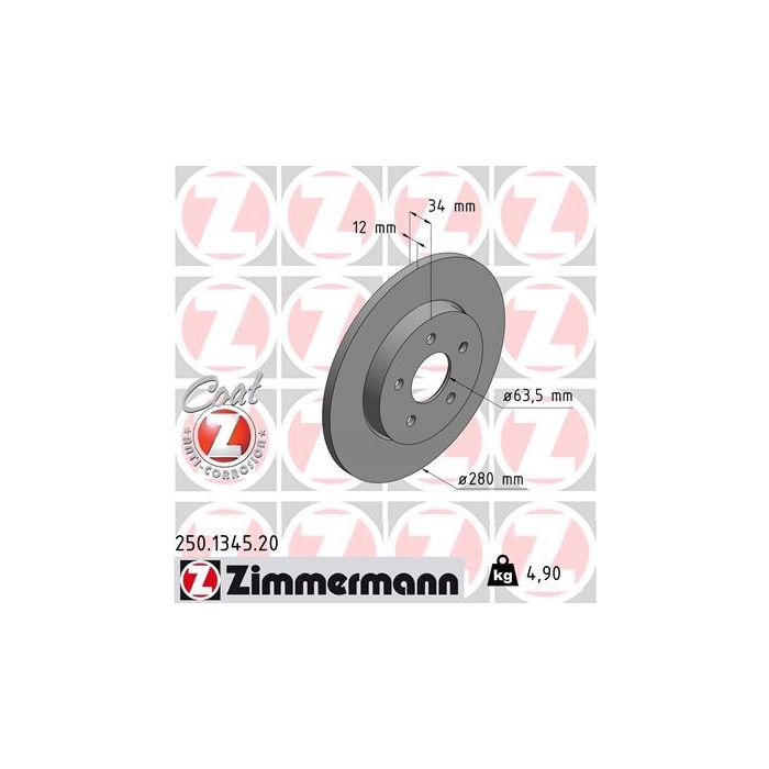 Тормозной диск ZIMMERMANN 250.1345.20