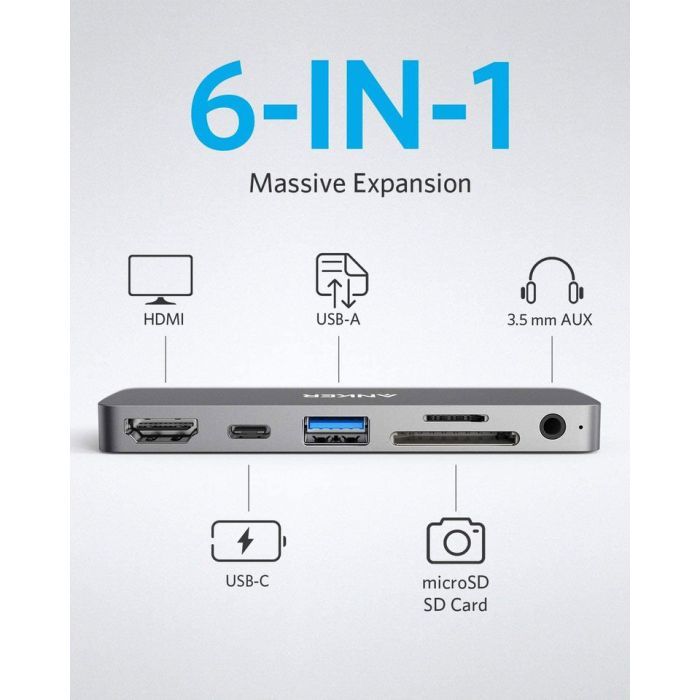 Концентратор Anker PowerExpand Direct 6-in-1 USB-C PD Media Hub (Gray) (A83620A1) изображение 2