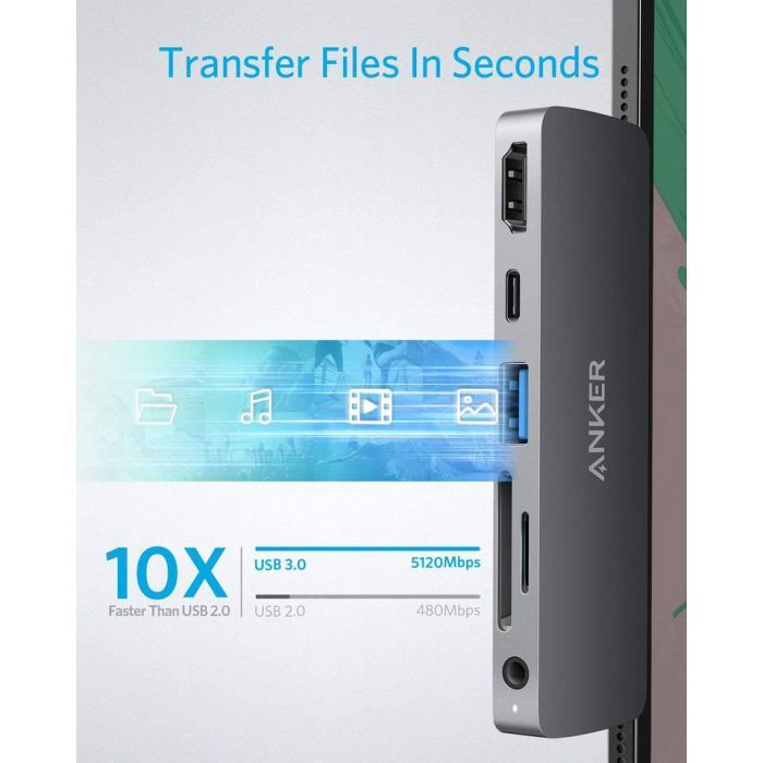 Концентратор Anker PowerExpand Direct 6-in-1 USB-C PD Media Hub (Gray) (A83620A1) изображение 7